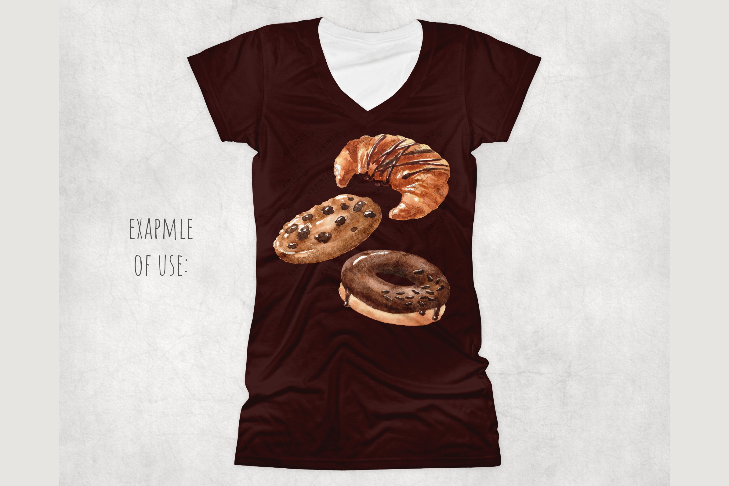 Black t-shirt with so realistic donuts.