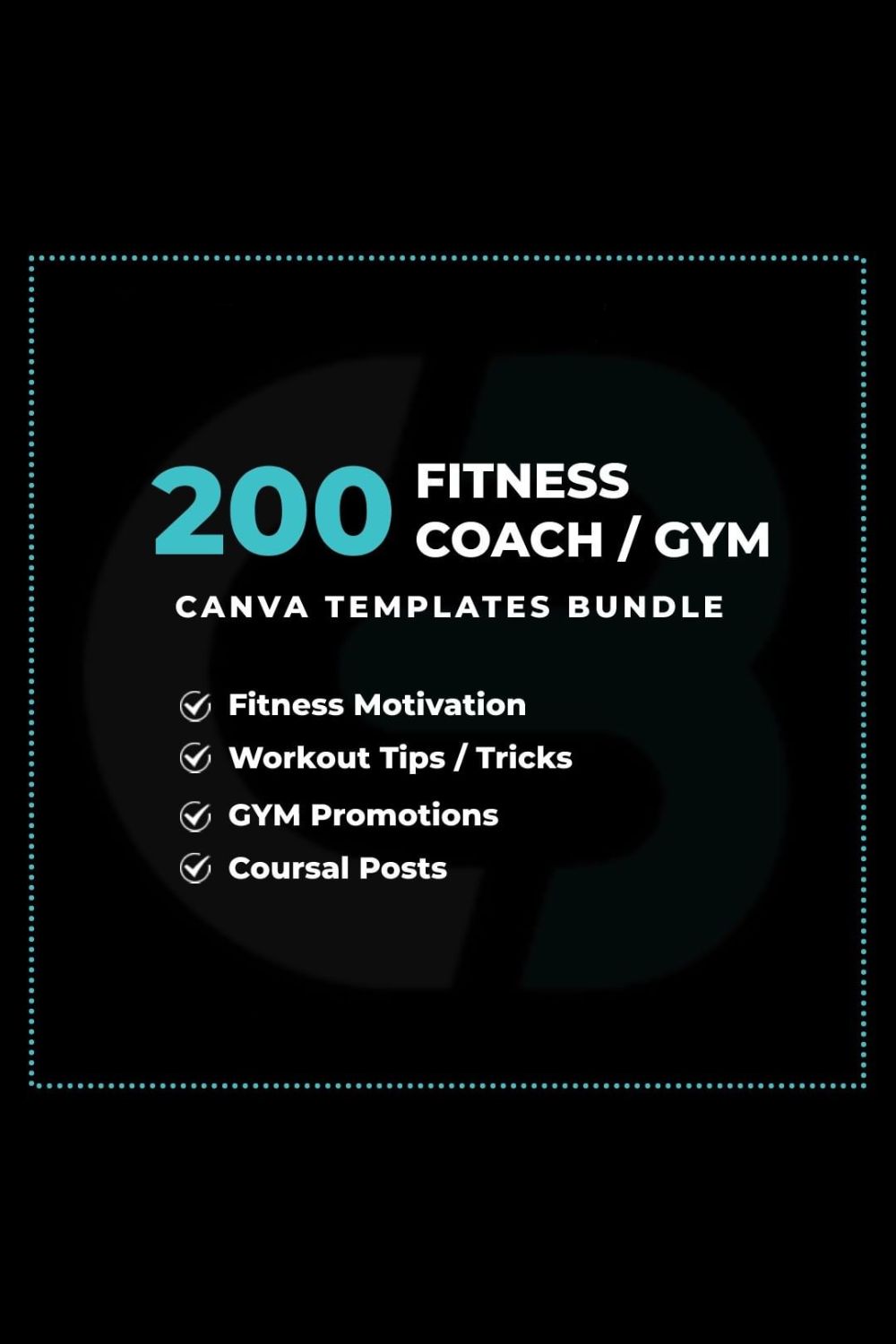 Fitness Coach and GYM Owners Canva Templates Bundle Pinterest image.