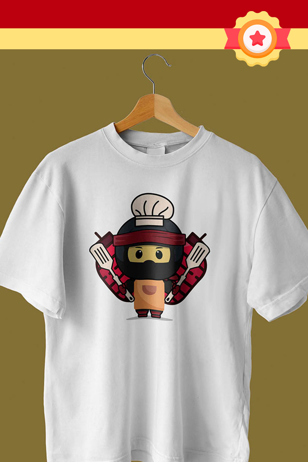 Ninja Cooking T-shirt Design Pinterest Collage image.