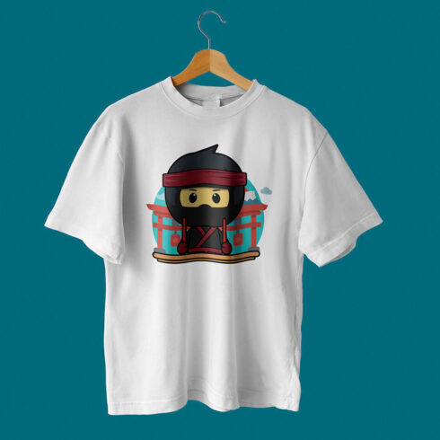 Kids Ninja Eat T-shirt Design mockup.