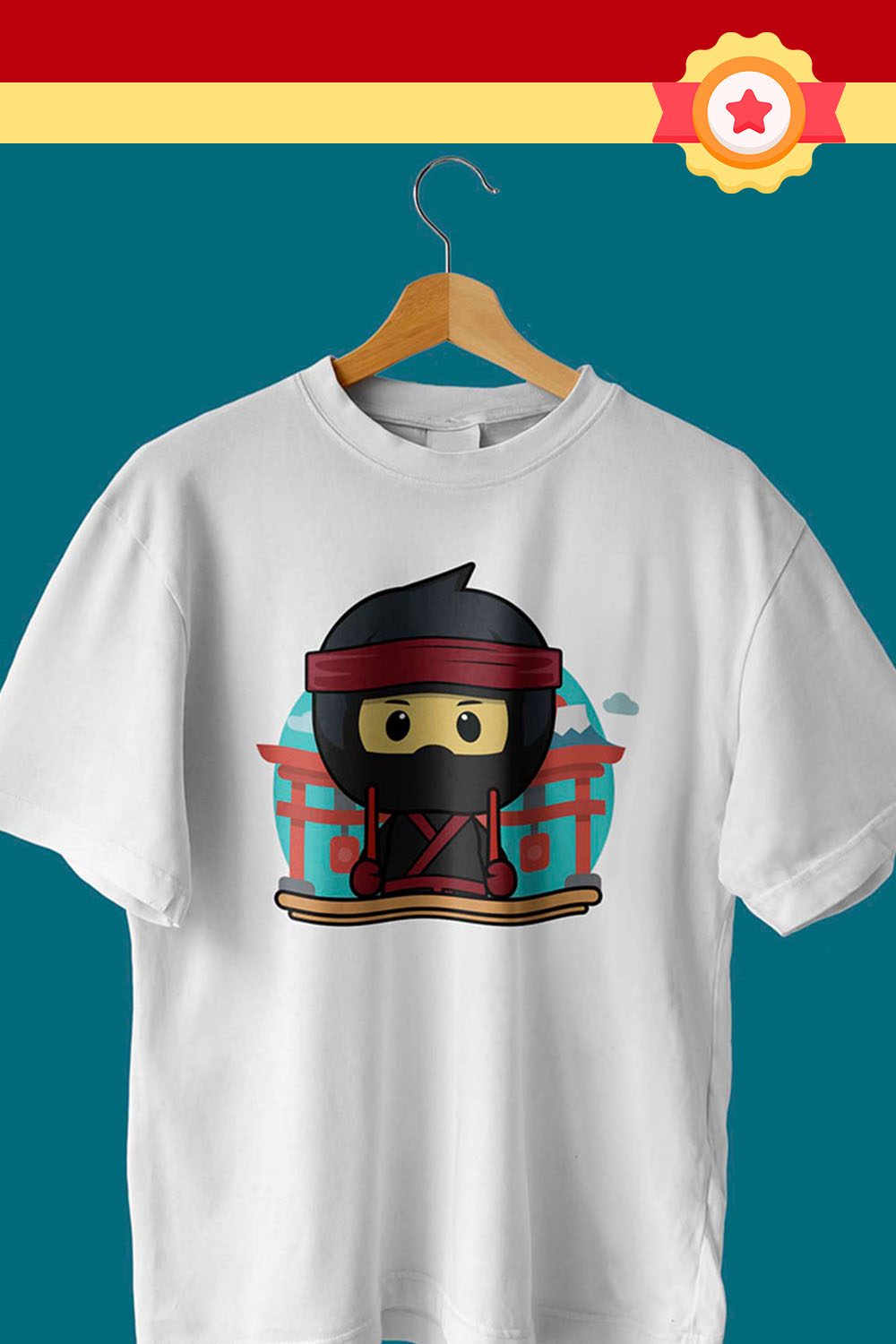 Ninja Eat T-shirt Design Pinterest collage image.