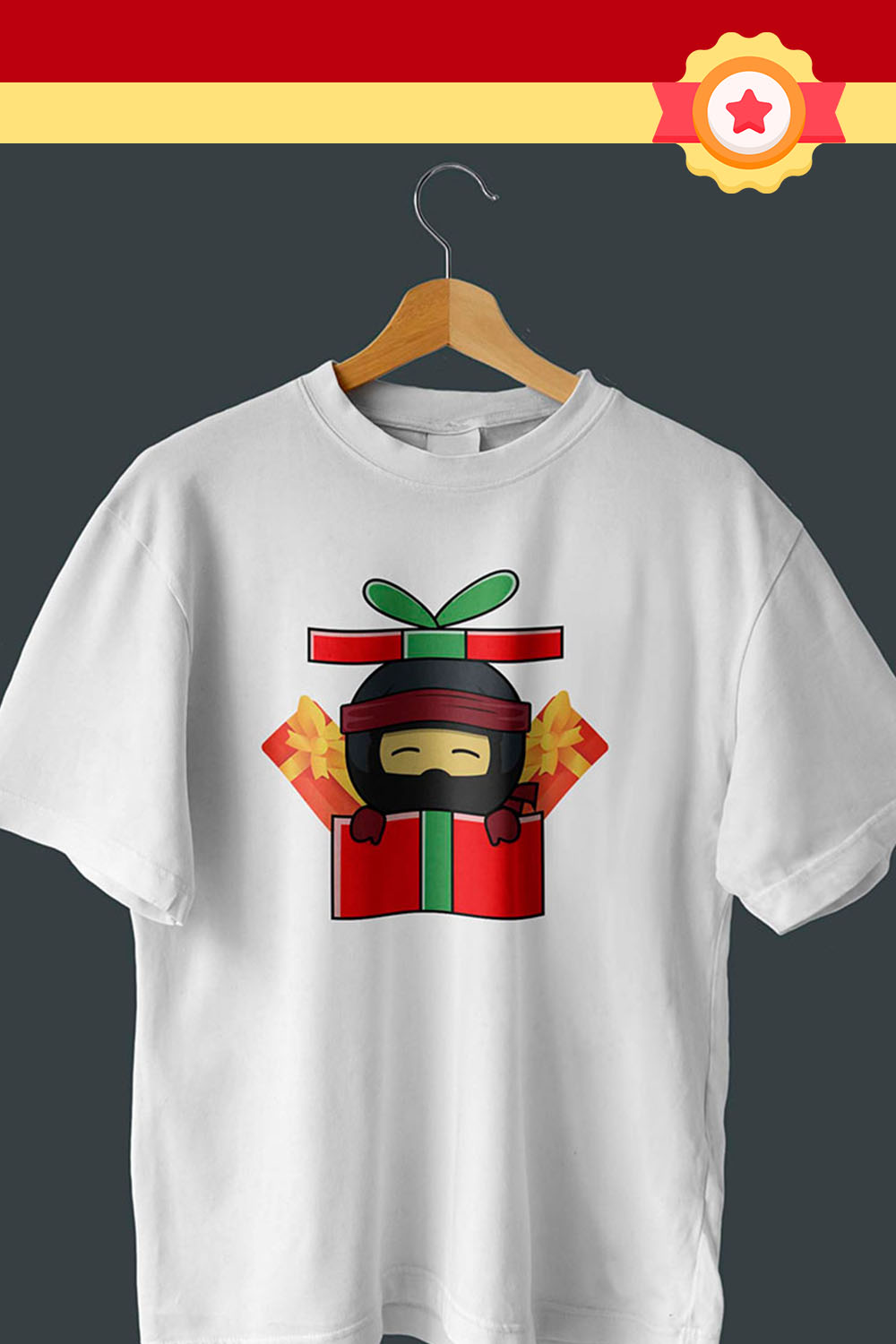 Ninja Gift Illustration T-Shirt Design Pinterest image.