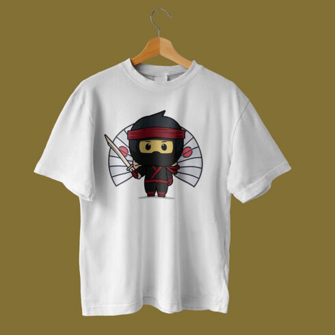 Ninja Illustration T-Shirt Design cover image.