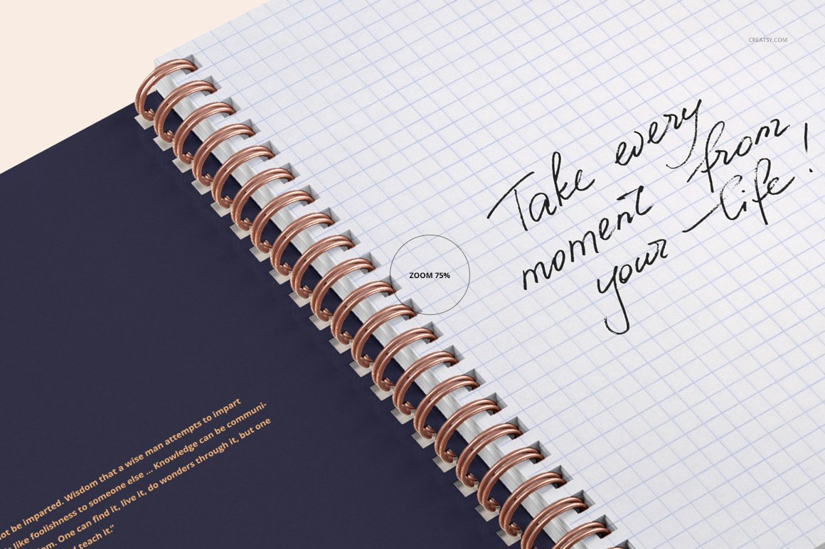 Images of open square holes notebook with great design.