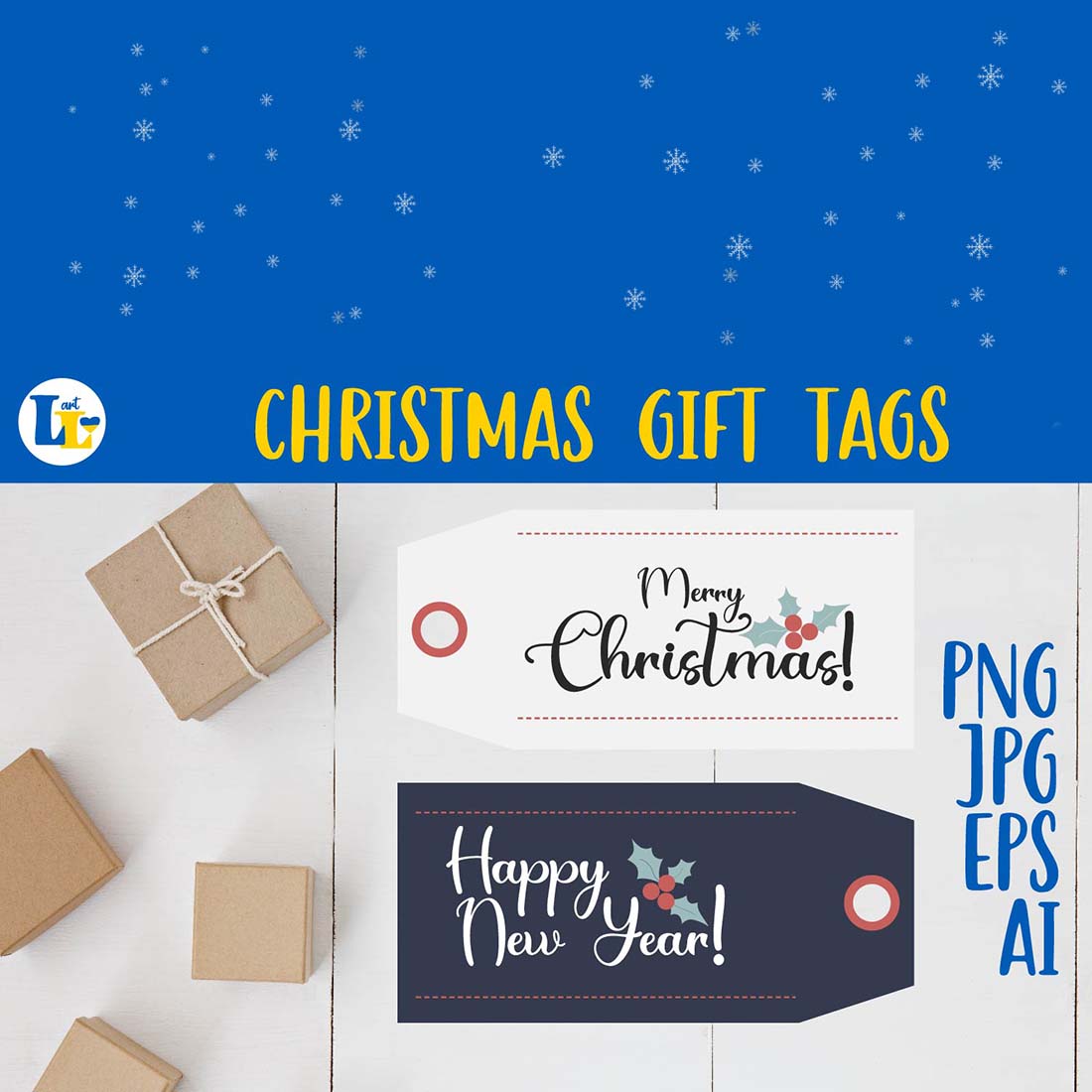Merry Christmas and New Year Gift Tags cover image.