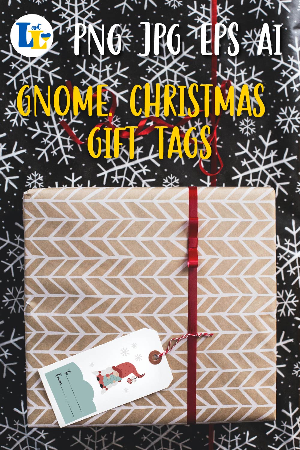 Cute Christmas Gnome Gift Tags Bundle pinterest image.