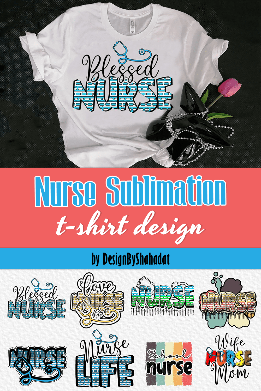 White T-shirt with lovely nurse print.