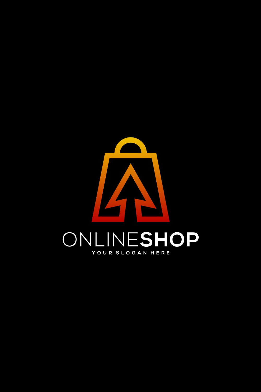 Online Shop Logo Design Vector with Arrow pinterest image.