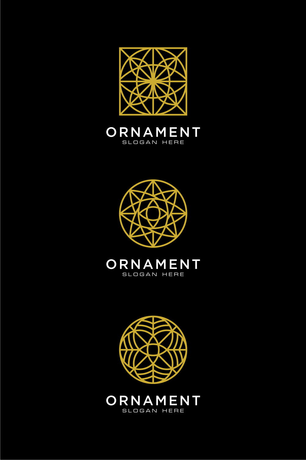 Set of Ornament Logo Design Vector Line Style pinterest image.
