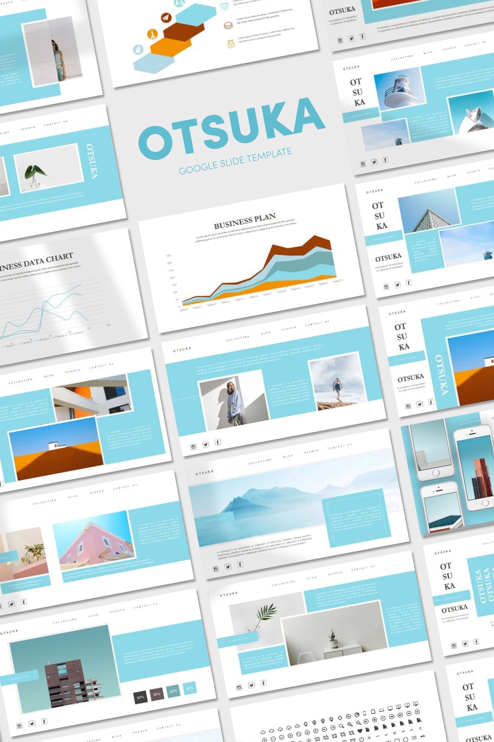 Otsuka google slide template - pinterest image preview.