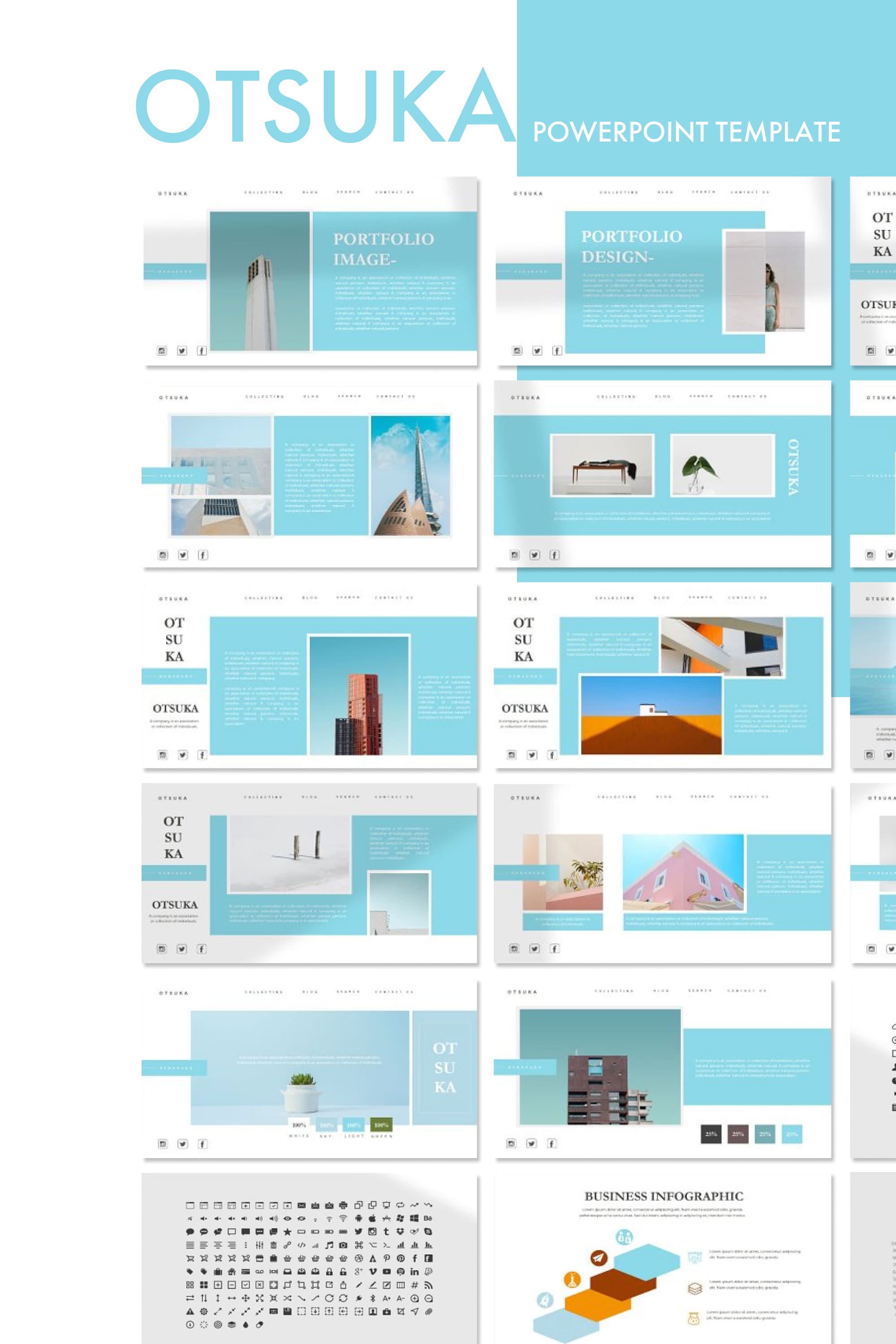 Otsuka powerpoint template - pinterest image preview.