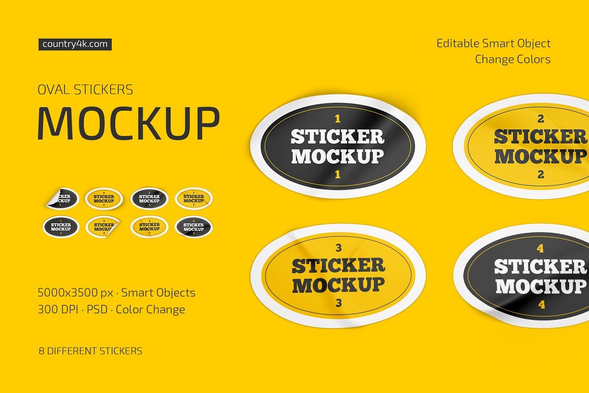 Set of images of gorgeous oval stickers.