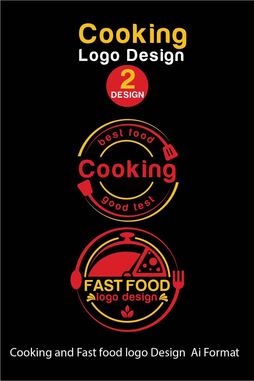 2 Fast Food Editable Logo Design pinterest image.