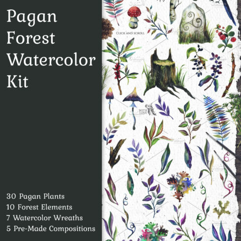 Pagan forest watercolor kit - main image preview.