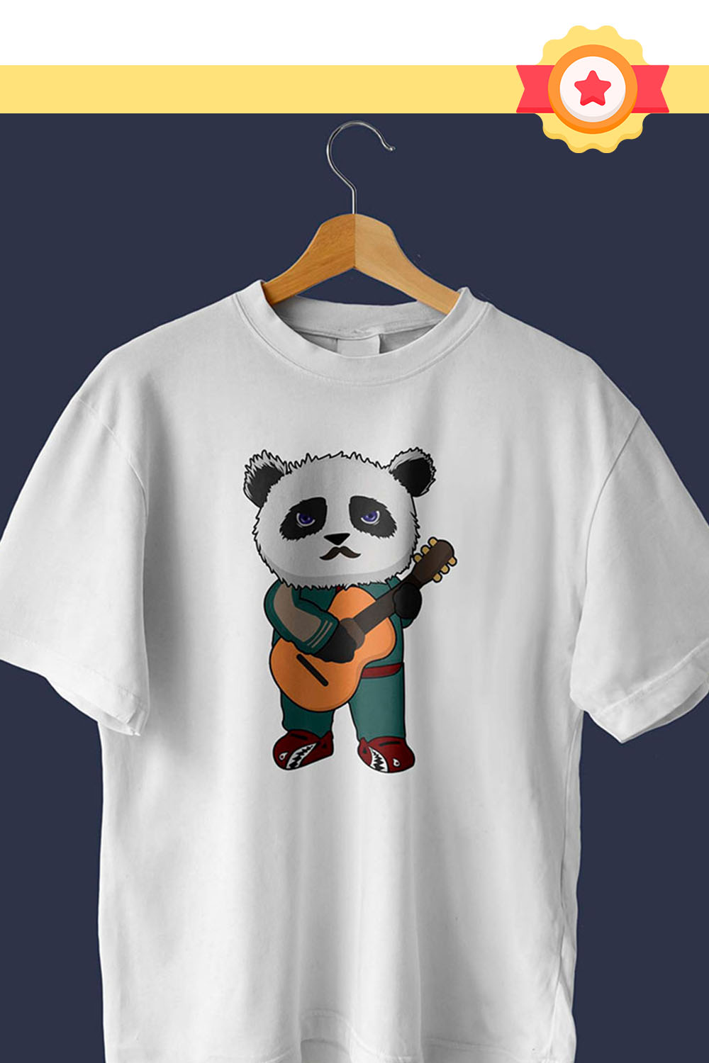 Panda Guitar Illustration Pinterest image.