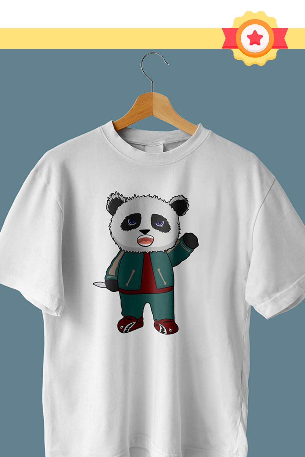 Cute Panda Illustration T-shirt Pinterest image.