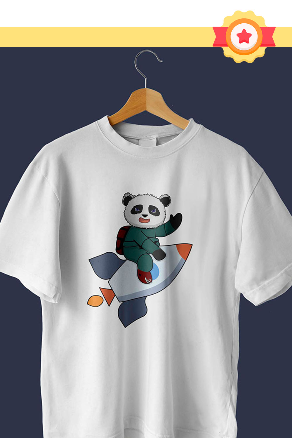 Cute Astronaut Panda Illustration Pinterest image.