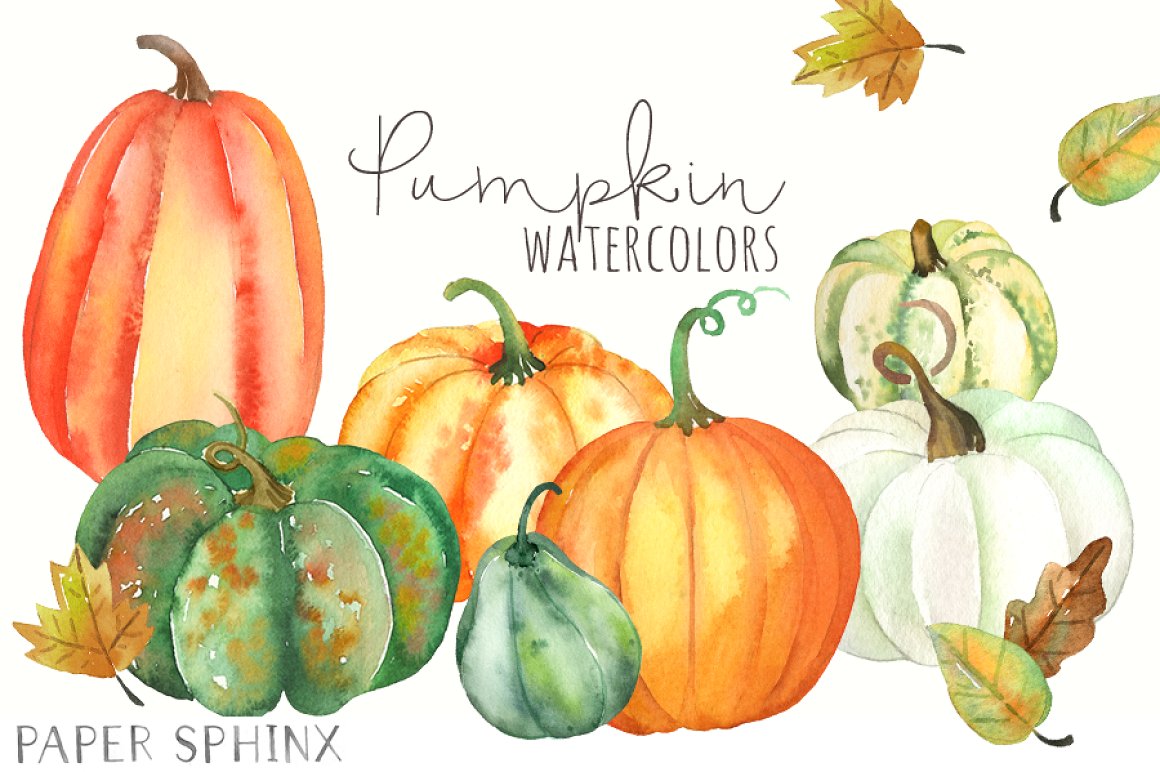 Watercolor pumpkins illustration.