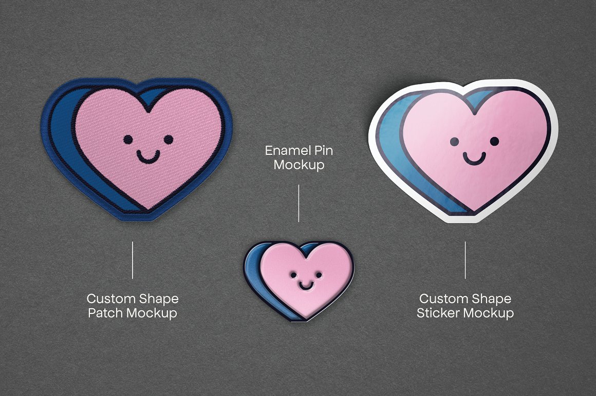 Enchanting image of a patch pin sticker in the form of a heart shape