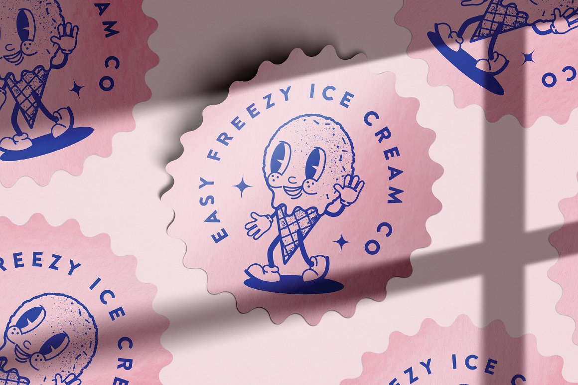 Lovely pink stickers with pictures of ice cream.