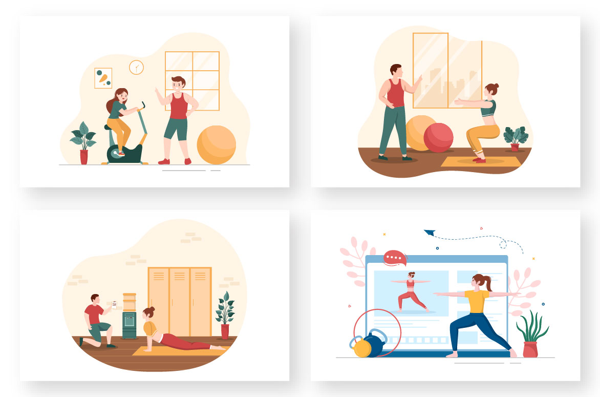 Personal Trainer or Sports Instructor Cartoon Illustration Preview image.