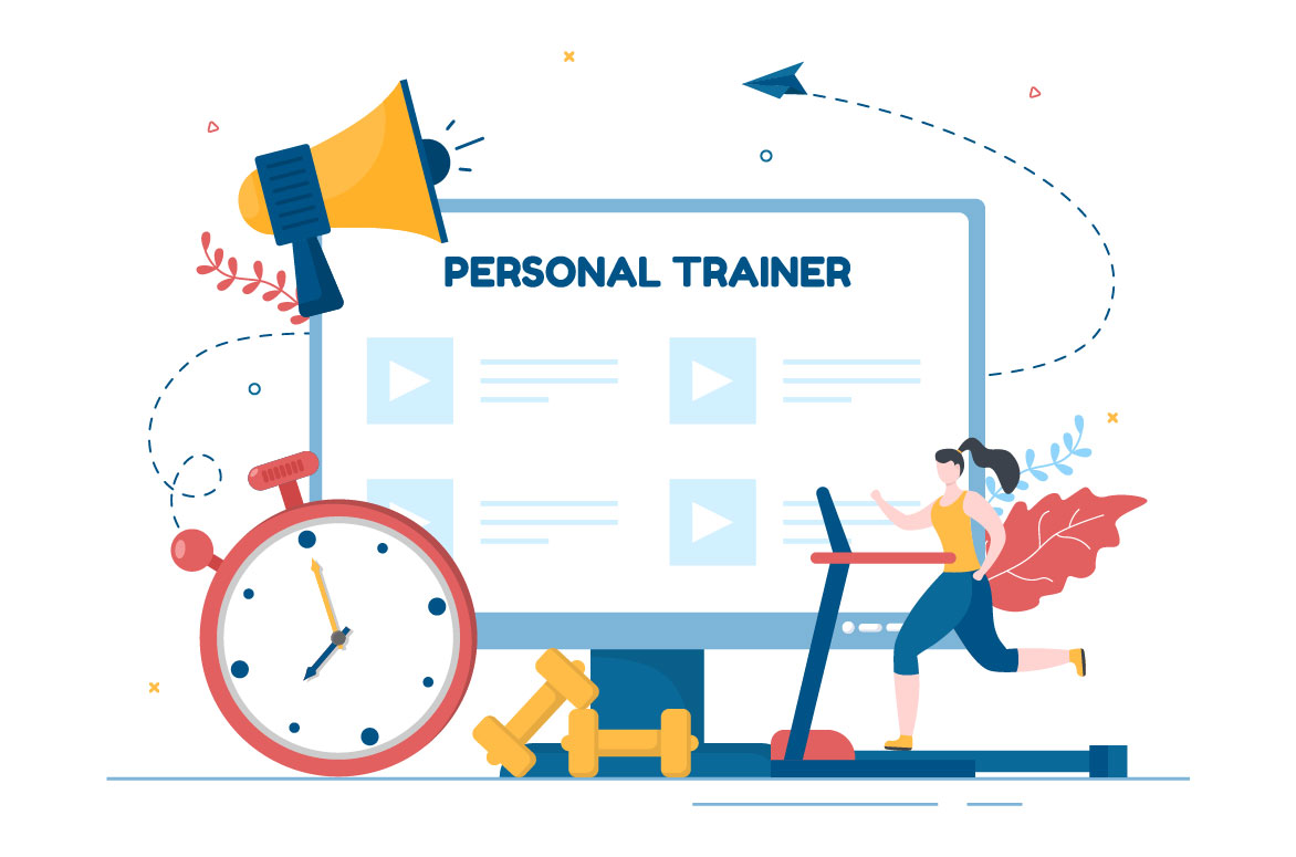 Personal Trainer Cartoon Illustration Preview image.