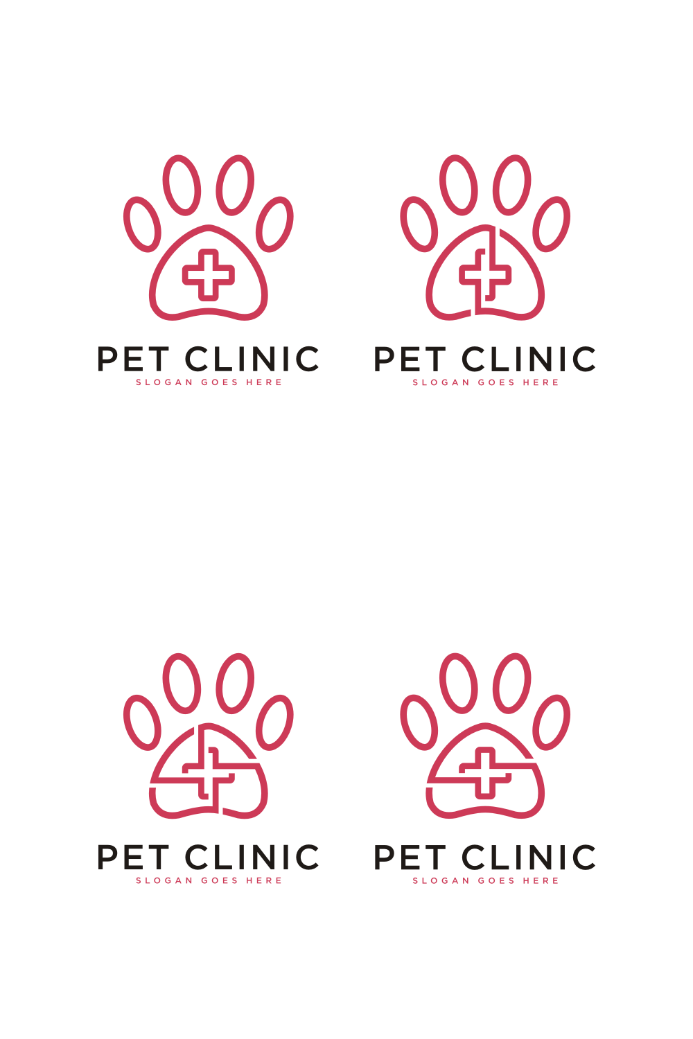 Pet Paw Clinic Medical Logo Vector pinterest image.