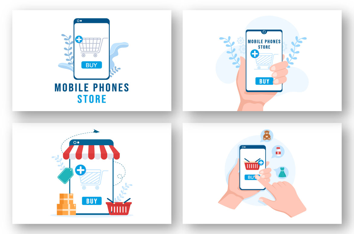 Mobile Phone Store Illustration Preview image.