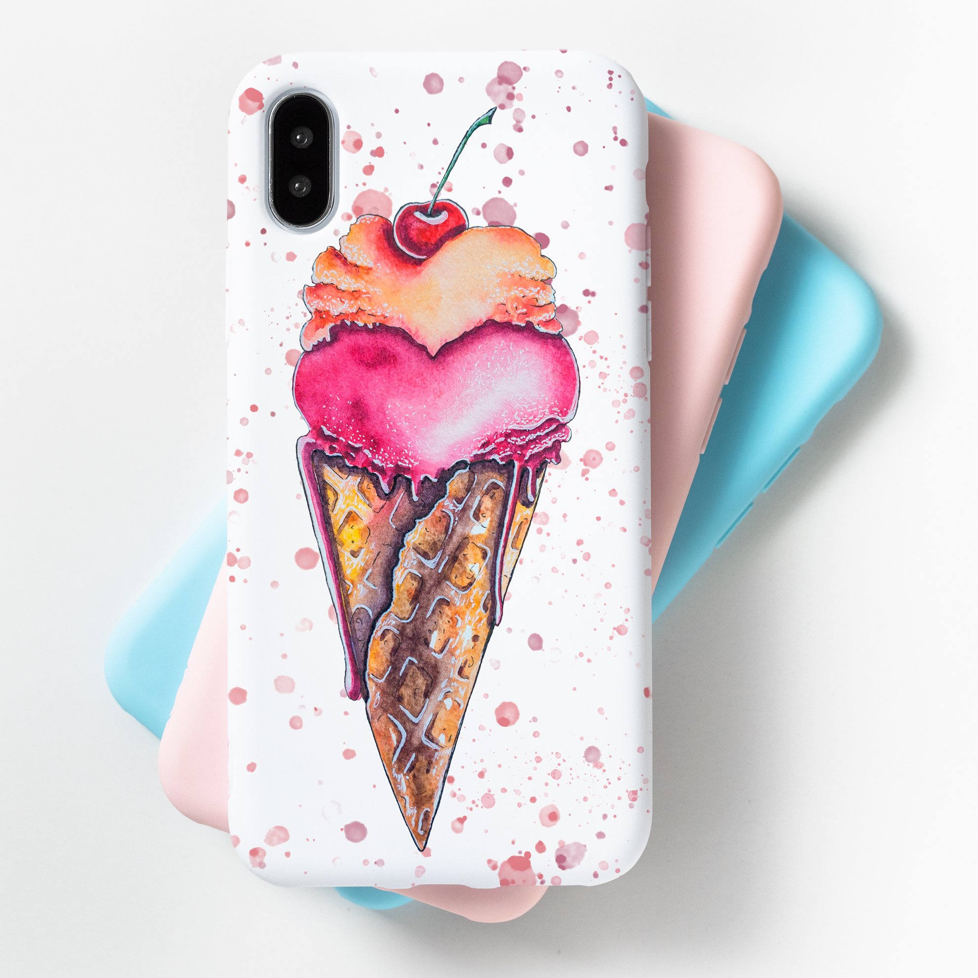 Diverse of phone case with an ice cream.