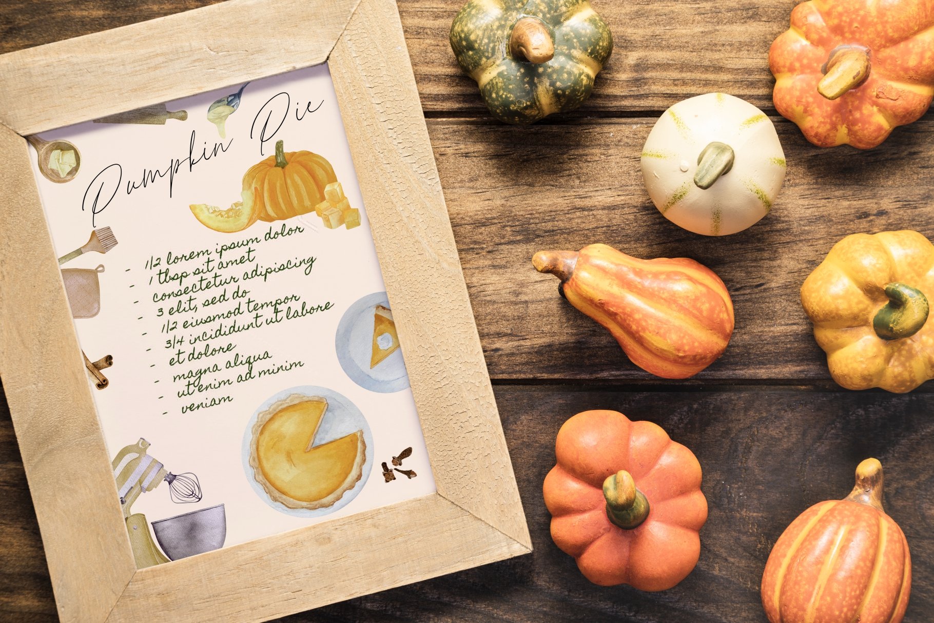 Perfect autumn illustrations for your recipe book.