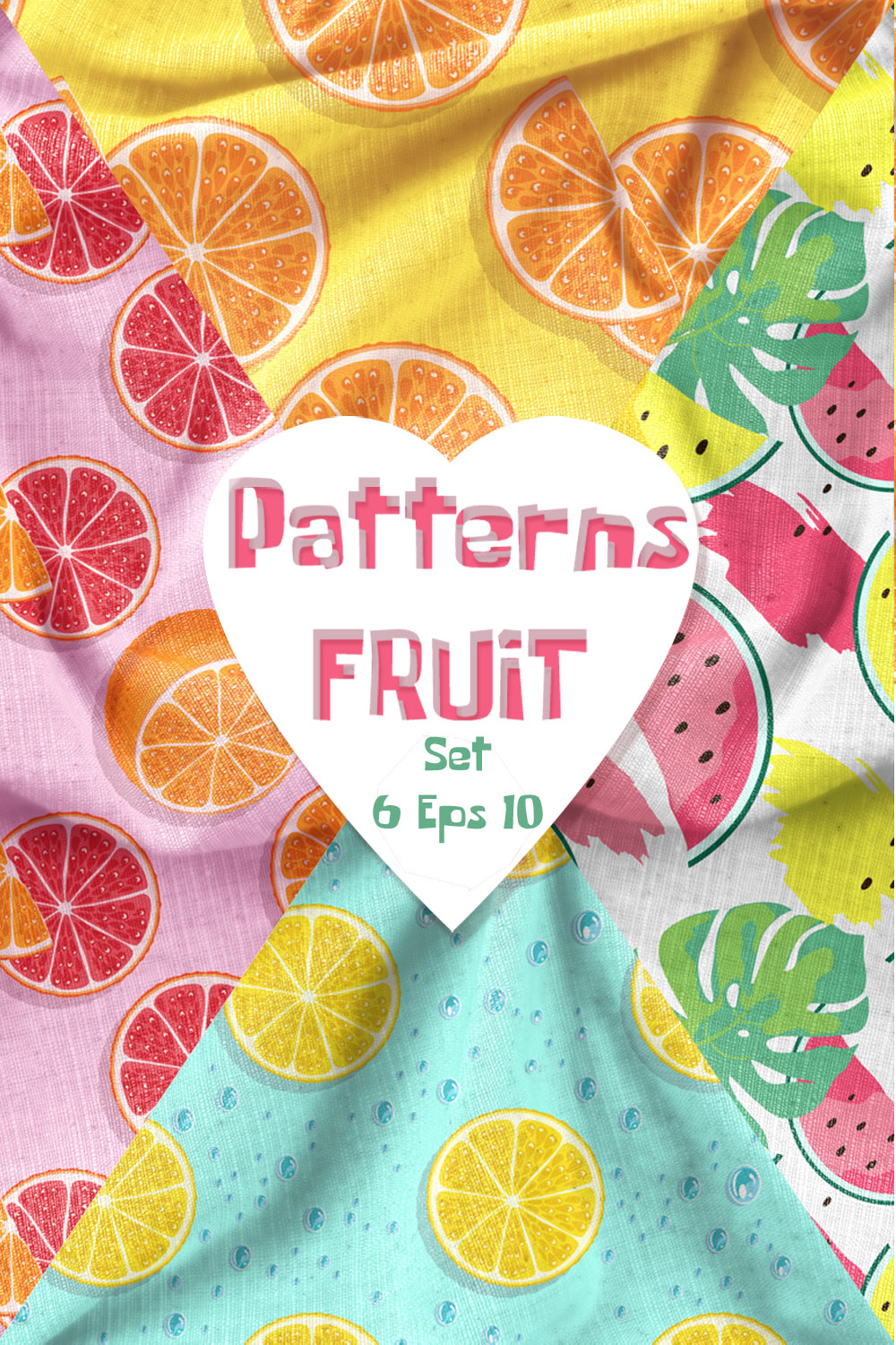 Fruit Citrus and Watermelon Seamless Patterns pinterest image.