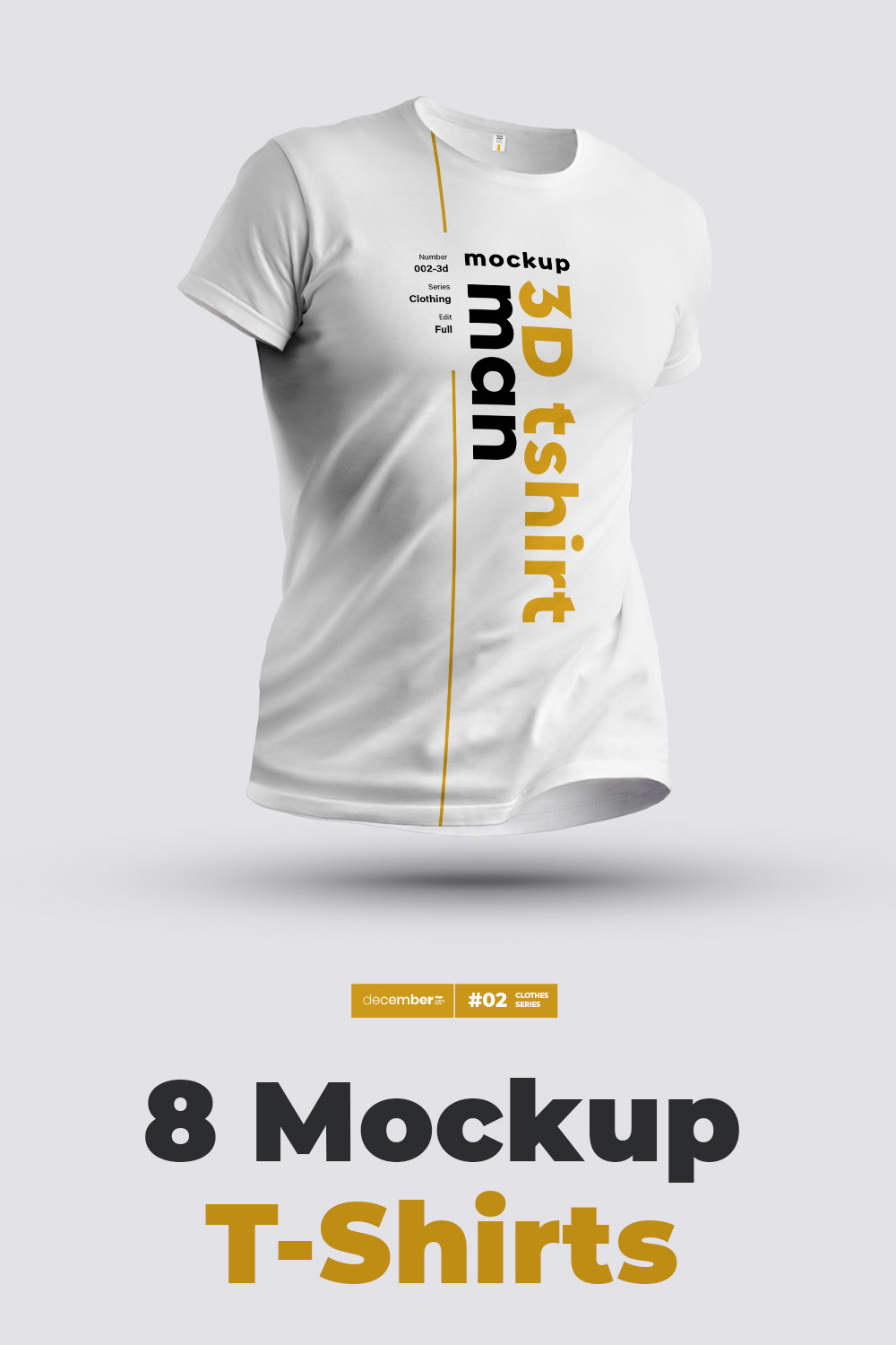 8 Mockups 3D T-Shirts pinterest image.
