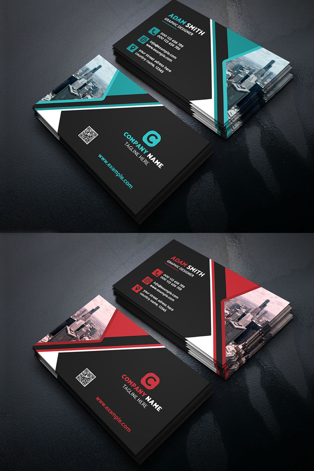 Color Corporate and Modern Business Card Pinterest image.