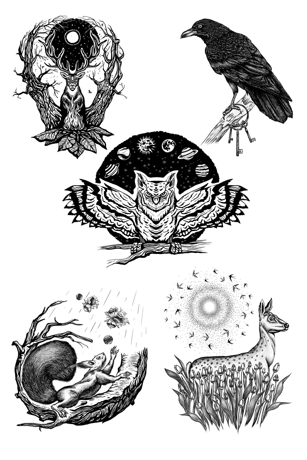 Set of Stylized Animal Drawings pinterest.