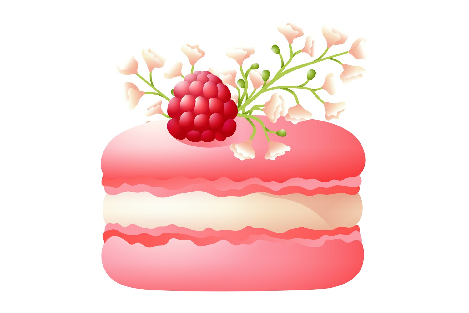 Pink Macaron With Raspberry.
