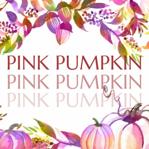 Pink pumpkin watercolor clip art.
