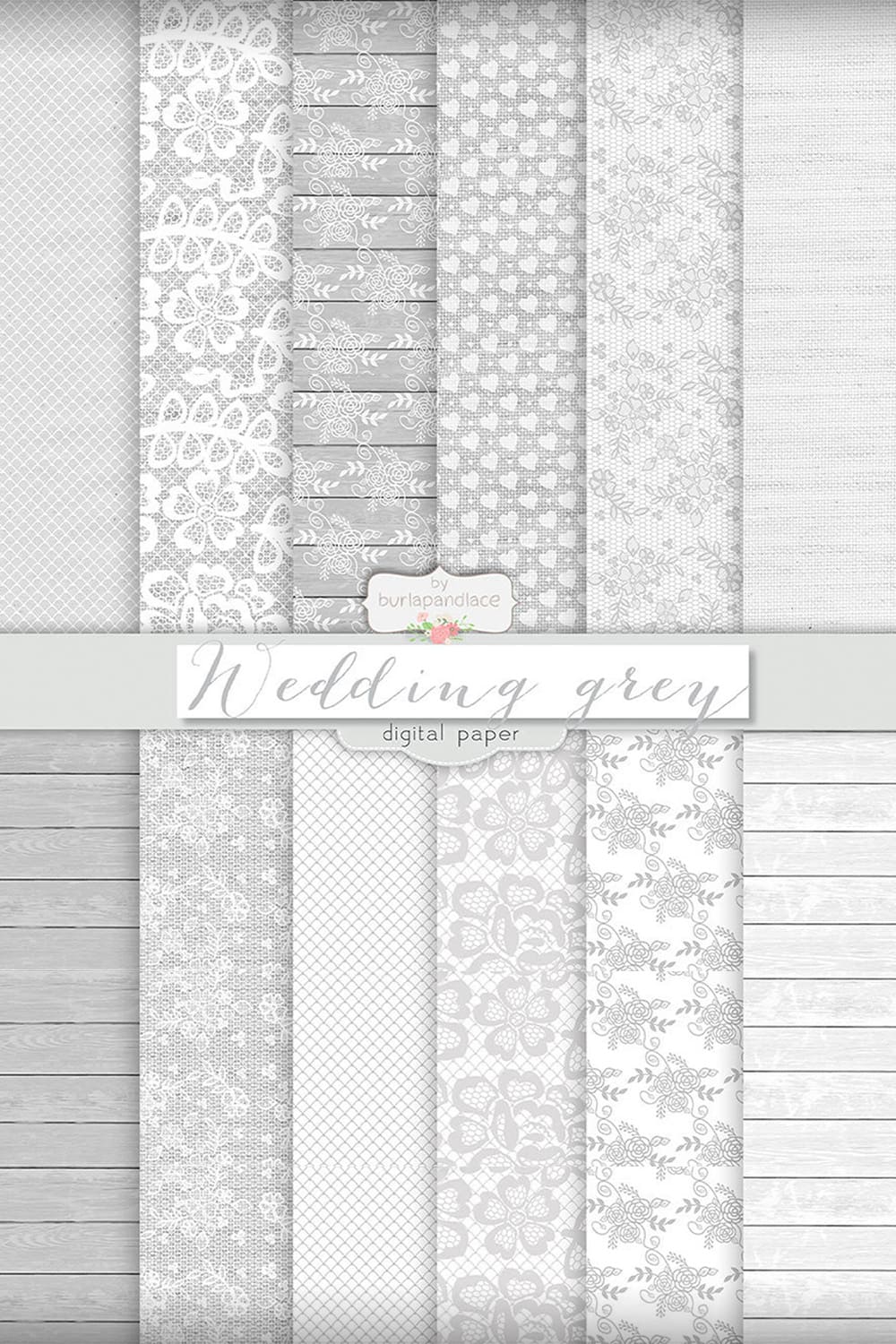 Grey Wedding Digital Paper Pack.