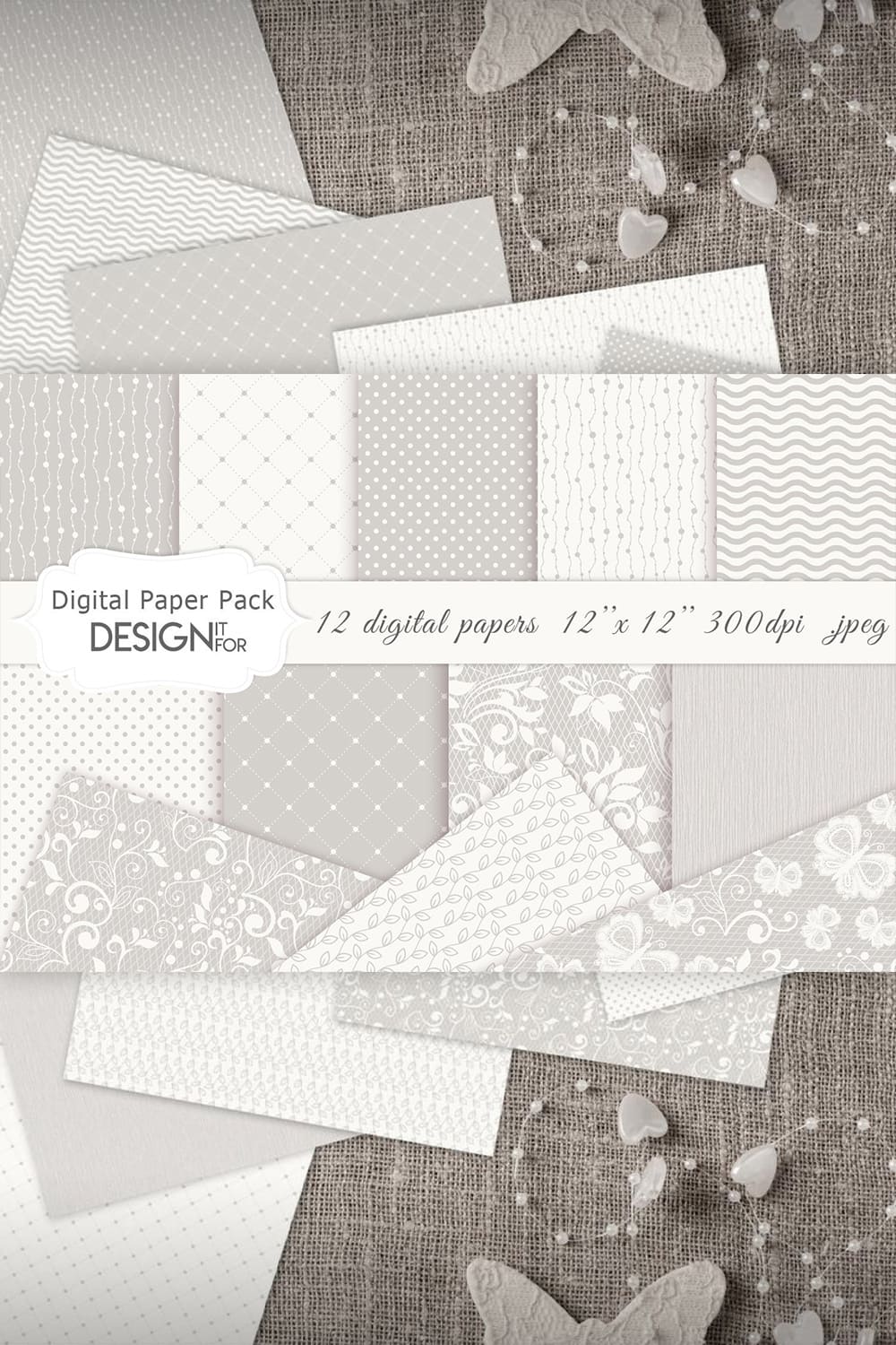 Wedding Digital Paper Pack, Wedding Patterns, Lace Papers - Pinterest.