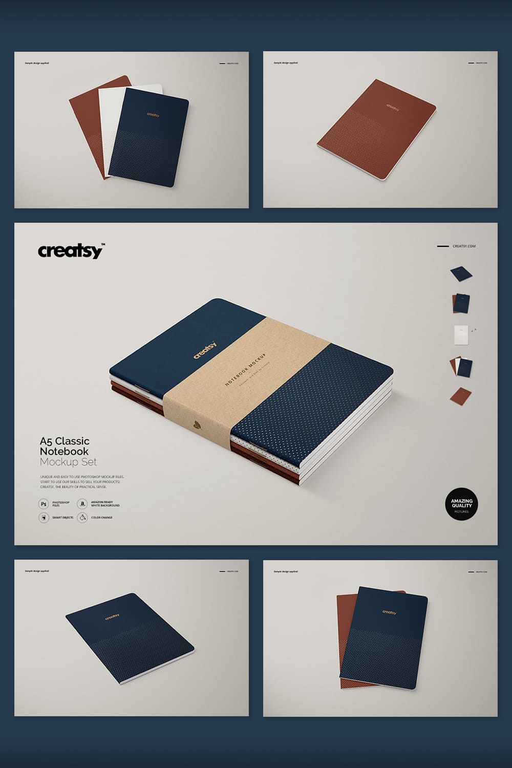 A selection of images of A5 classic notebook with a wonderful design.