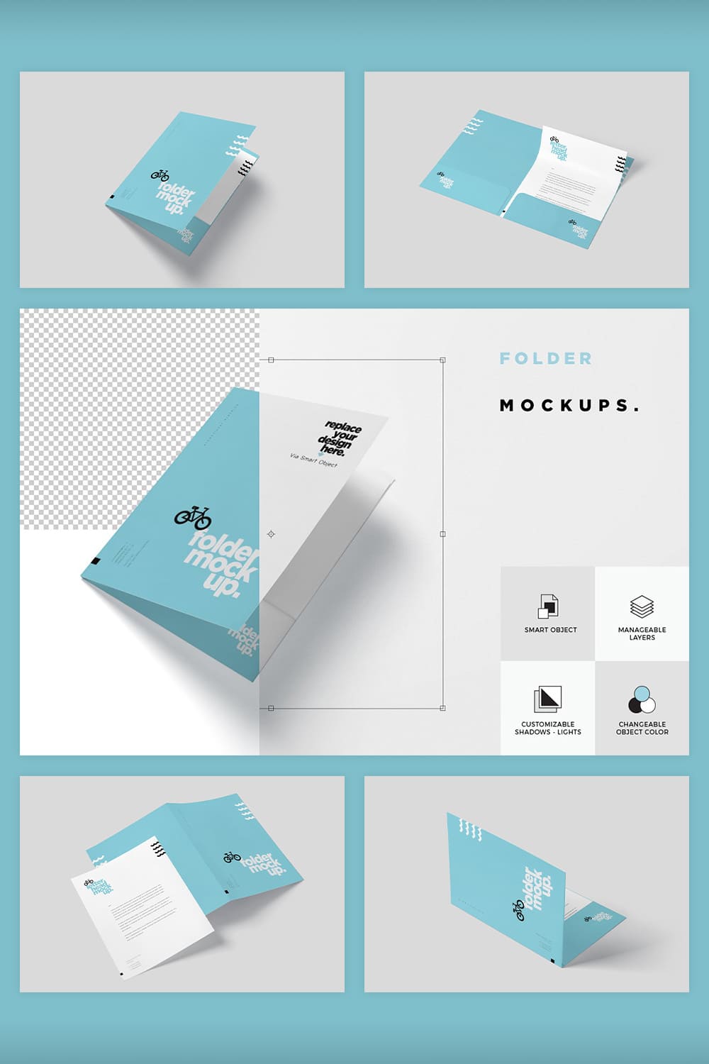 A set of images of paper folders with a wonderful design.