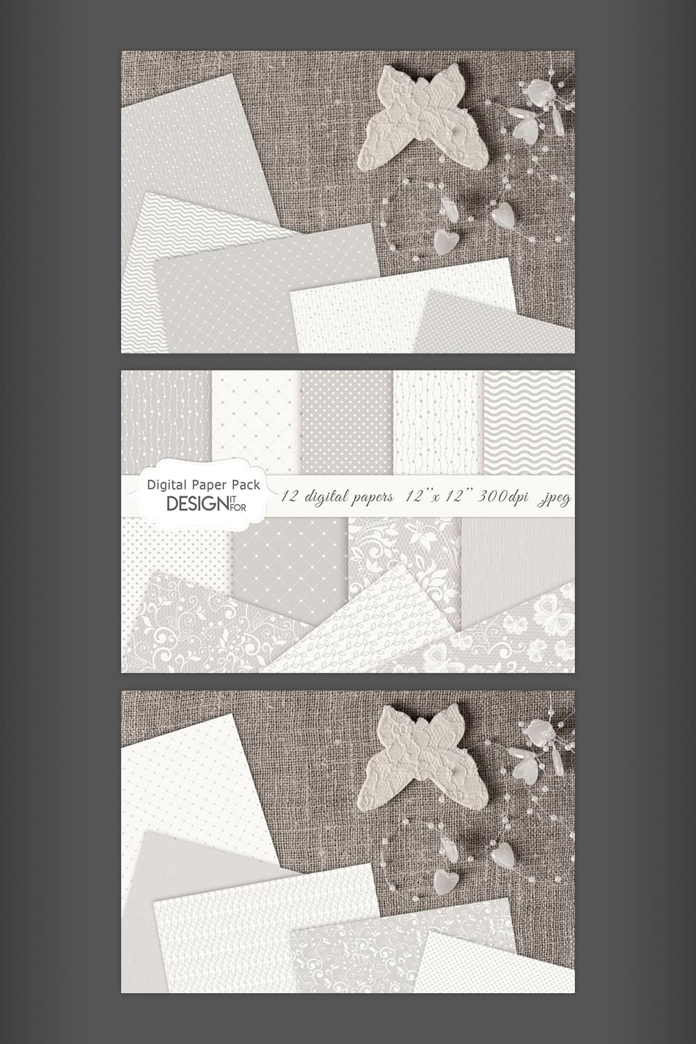 Wedding Digital Paper Pack, Wedding Patterns, Lace Papers.