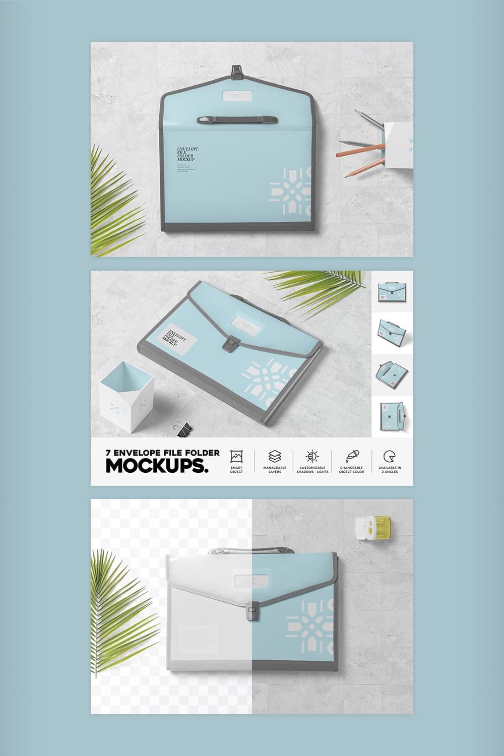 Collection of images of envelope file folders with exquisite design.