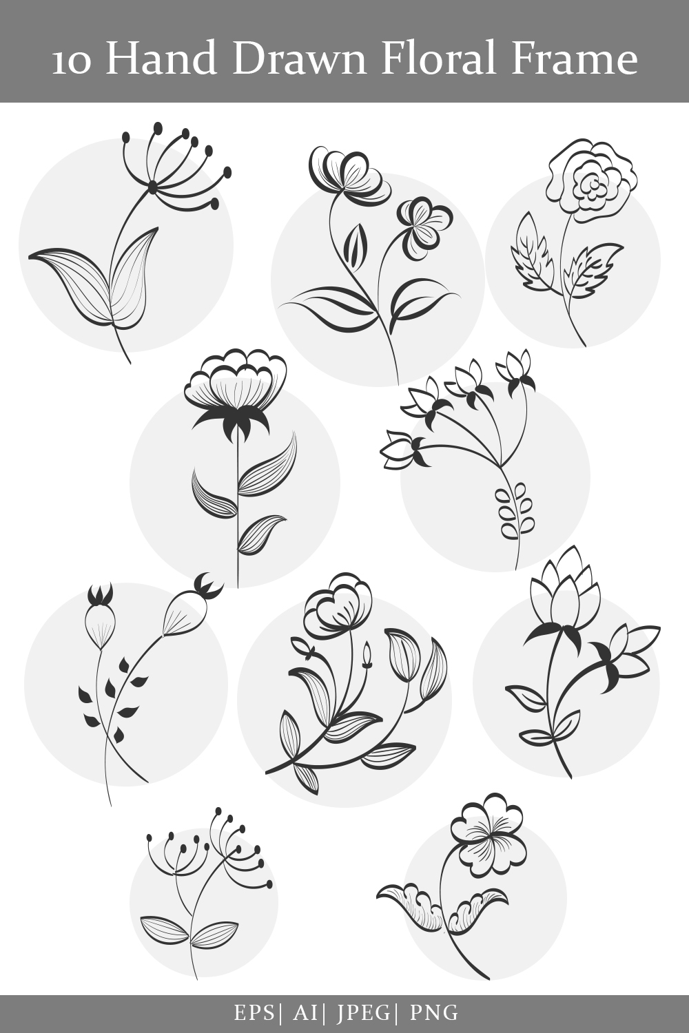 10 Flower Drawing With Line-Art - Only $8 pinterest image.