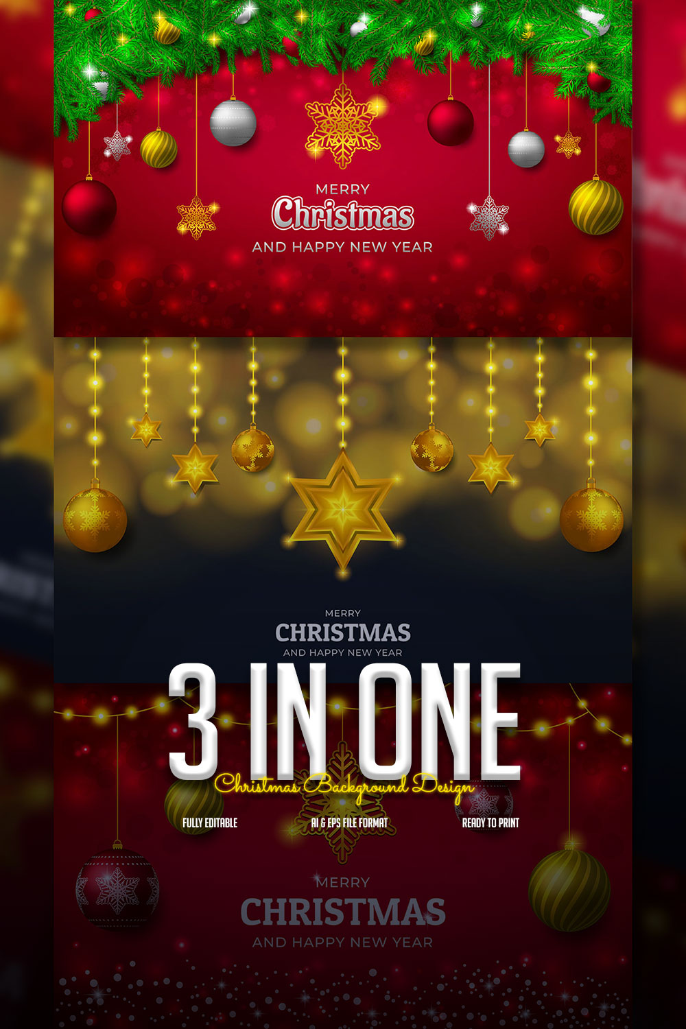 3 In One Christmas Background Design Only In $3 pinterest image.
