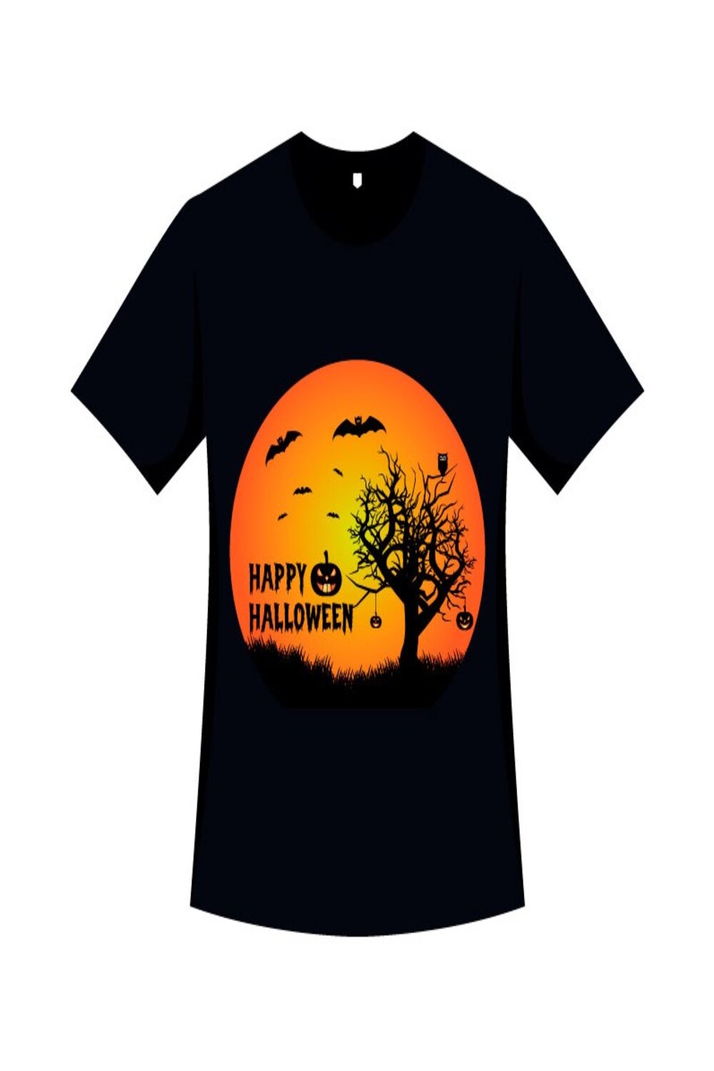 Happy Halloween T-Shirt Vector Design Pinterest image.