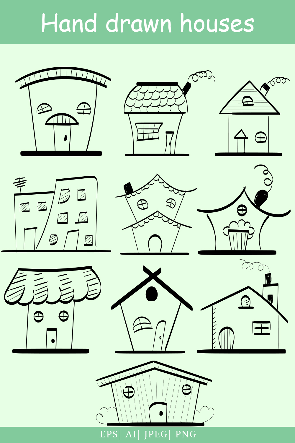 Hand Drawn House Simple Vector Icon pinterest image.