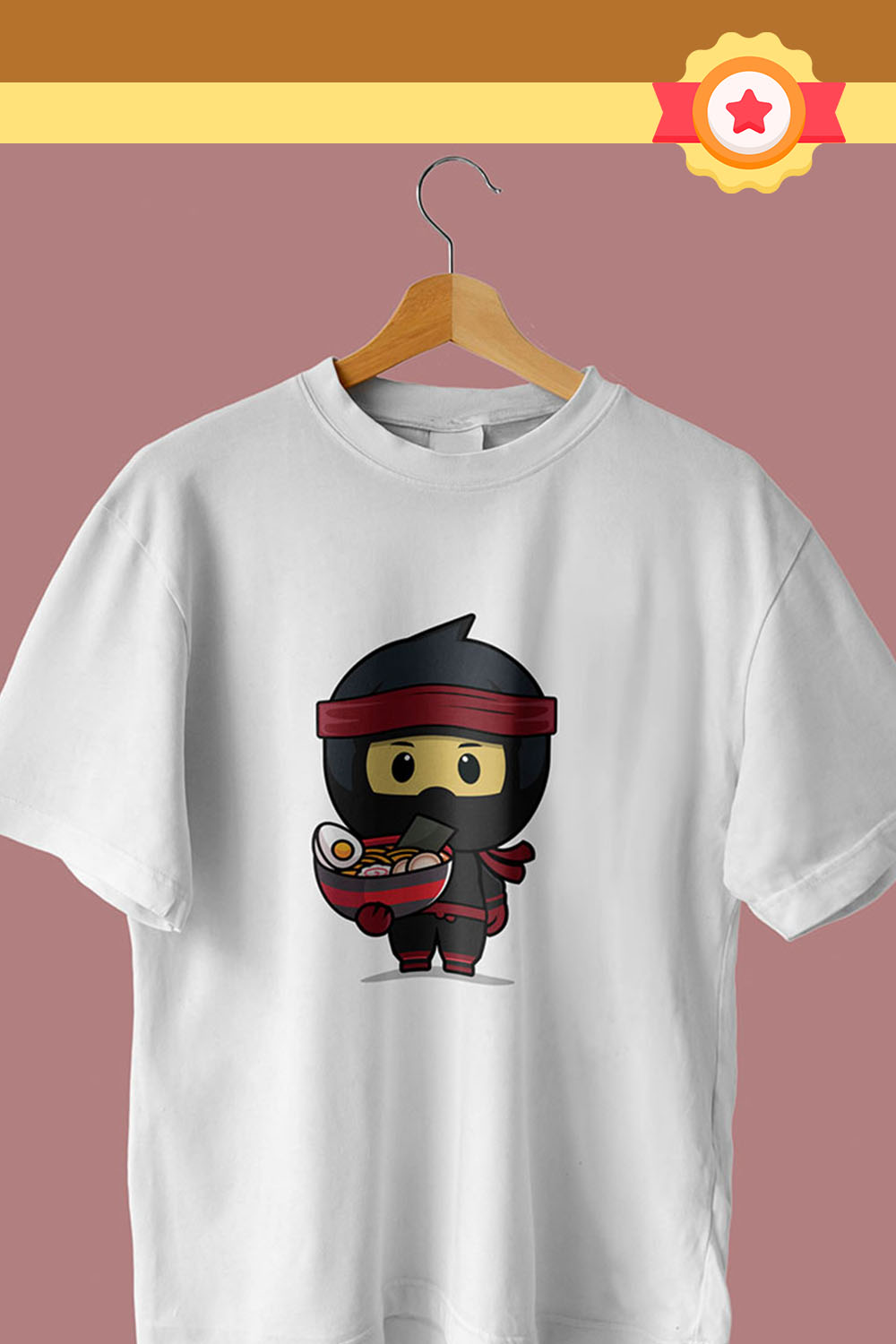 T-shirt Design Cute Ninja Illustration pinterest image.