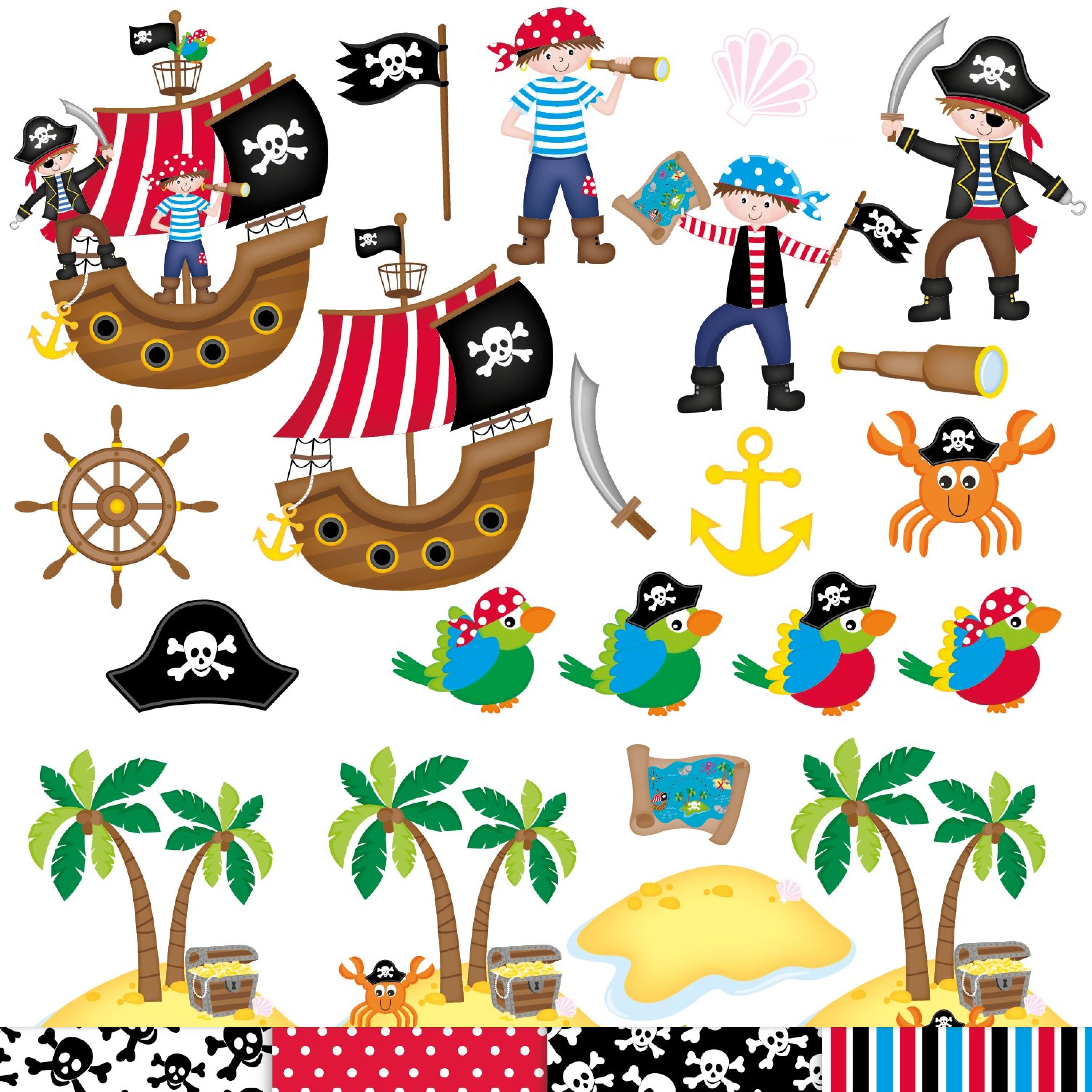 Pirate clipart, Pirate graphics & illustrations, Pirate ship cover.
