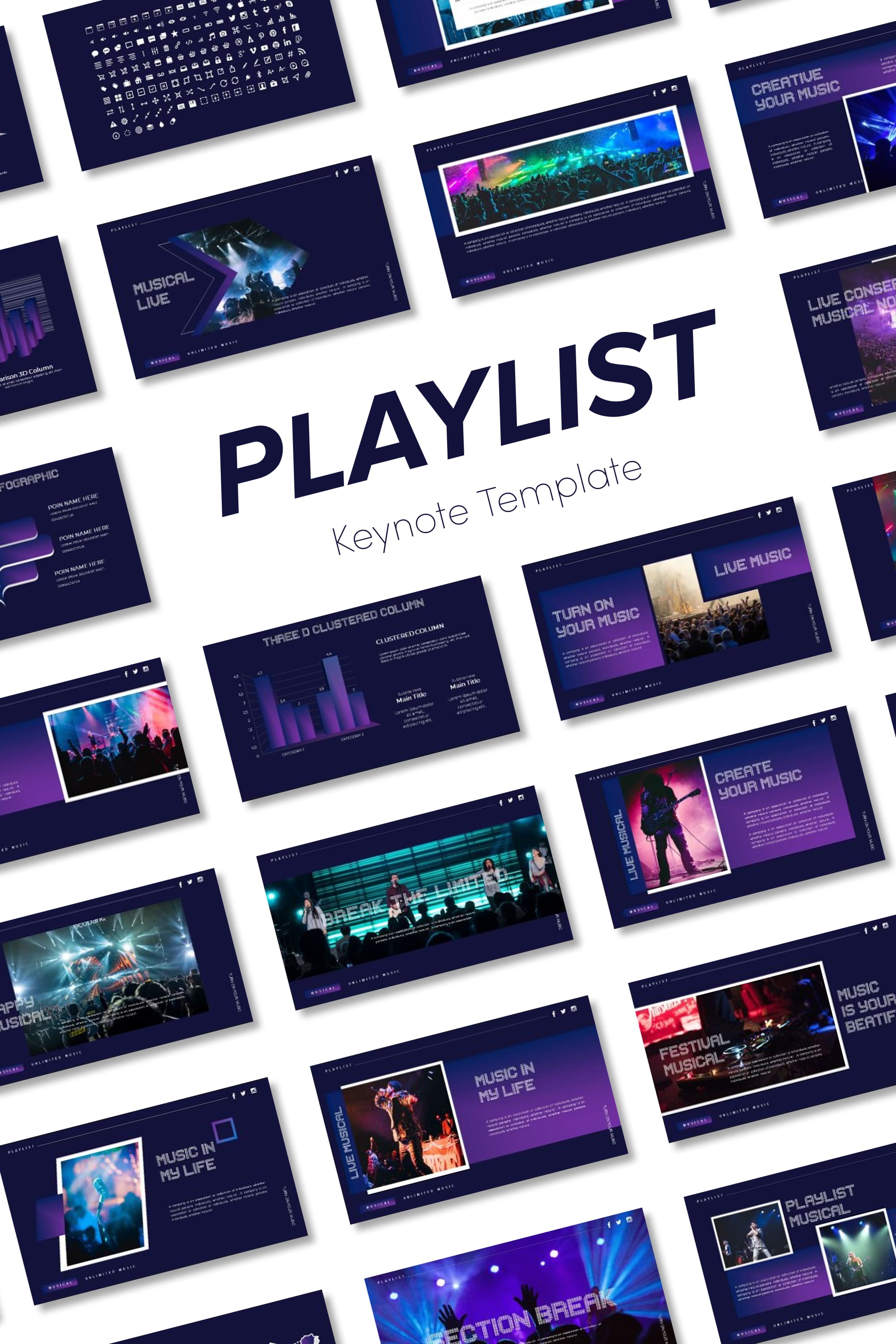 Playlist keynote template - pinterest image preview.