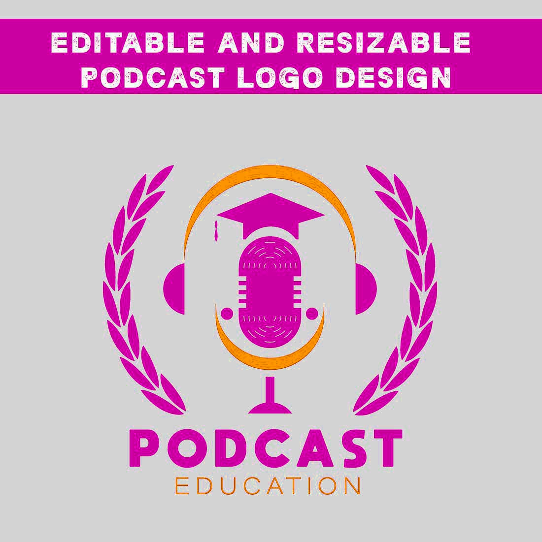 Editable and Resizable Podcast Logo Design Preview image.